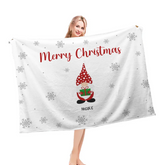 Custom Christmas Gnome Blanket - Personalized Names & Gnome Design with Snowflake Pattern, Winter Gift for Family & Friends