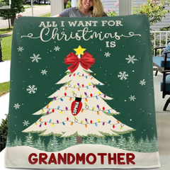 Custom Christmas Blanket - Personalized Text & Grandchildren's Names, Soft Flannel Tree Design, Christmas Gift