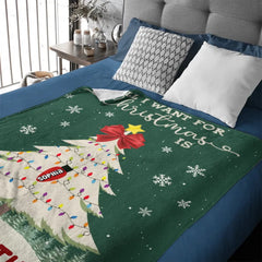 Custom Christmas Blanket - Personalized Text & Grandchildren's Names, Soft Flannel Tree Design, Christmas Gift