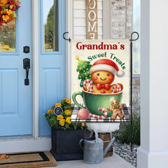 Custom Christmas Garden Flags - Personalized Names & Dessert Patterns, Festive Garden Decor, Christmas Gifts