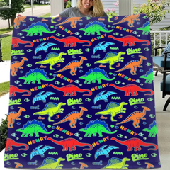 Glow in Dark Cartoon Dinosaur Blanket - Gift For Kids Who Love Dinosaurs!