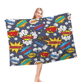 Customized Manga Style Blanket - Personalized Name Big Bang Pattern Manga Style Blanket - A Gift For Children,Friend,Colleagues