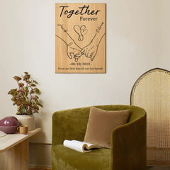 Customized Couple Memorial Wall Art - Personalized Couple's Name and Date Unframed Canvas Decorative Painting - A Gift For Husband,Wife,Anniversary