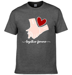 Customized Couple T-shirt - Holding Hands Love Pattern Costume with Personalized Name and Theme Text - A Gift For Boyfriend,Girlfriend,Husband,Wife