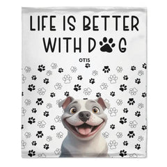 Customized Puppy Themed Blanket - Personalized Pet Pattern and Name Paw Print Blanket - A Gift For Dog Lovers,Dog Owners