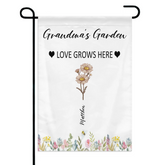 Customized Garden Themed Decorative Flags - Personalized Birthday Flower and Name Bush Pattern Flags - A Gift For Family,Friend,Flower Lovers