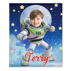 Personalized Space Ranger Blanket | Custom Photo & Name | Unique Kids & Teens Gift