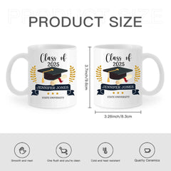 Tasse cadeau de remise de diplôme personnalisée avec casquette de célibataire, promotion 2024