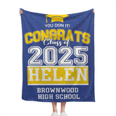 Personalized Custom Graduation Class of 2025 Sign Blanket