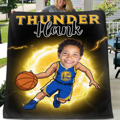 Personalized Name Picture Custom Cartoon NBA Blanket - Gifts for Lakers Fans