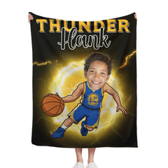 Personalized Name Picture Custom Cartoon NBA Blanket - Gifts for Lakers Fans