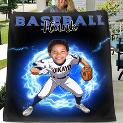 Personalized Name Face Custom Cartoon MLB Blanket - Gifts for MLB Fans
