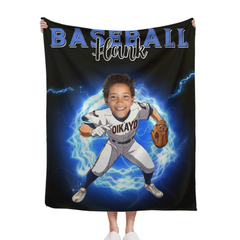 Personalized Name Face Custom Cartoon MLB Blanket - Gifts for MLB Fans