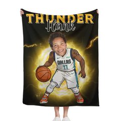 Personalized Name Picture Custom Cartoon NBA Blanket - Gift for Mavericks Fans