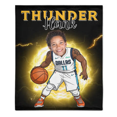 Personalized Name Picture Custom Cartoon NBA Blanket - Gift for Mavericks Fans