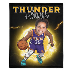 Personalized Name Picture Custom Cartoon NBA Blanket - Gifts for Suns Fans
