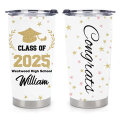 Customized Graduation Gifts - Personalized Name and School Name Graduation Commemorative Thermos Gift - A Gift For Children,Grandchildren,Graduates