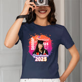Personalized Graduate Photo T-Shirt - Multi Color Background