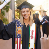 Custom Flag Stoles Sash - Personalised Flag,Name and Year Graduation Gift - Gifts for Graduates,Friend,BFF,Family,Patriot