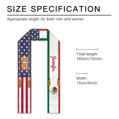 Custom Flag Stoles Sash - Personalised Flag,Name and Year Graduation Gift - Gifts for Graduates,Friend,BFF,Family,Patriot