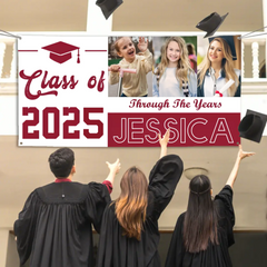 Customised Graduation Banners - Personalise Graduation Commemorative Banners with Colors, Photos, names and Years - A Gift for Graduate,Children,Friend