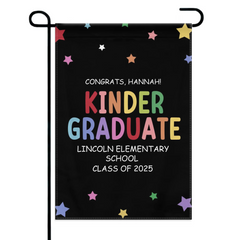 Personalized Kindergarten Graduation Garden Flag | Custom Name, School & Year | Colorful Celebration Gift
