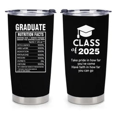 Personalized Graduation Tumbler | Funny Nutrition Facts & Inspirational Quote | Class of 2025 Gift