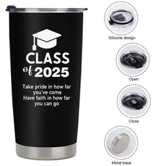 Personalized Graduation Tumbler | Funny Nutrition Facts & Inspirational Quote | Class of 2025 Gift