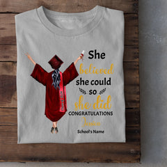 Personalized T-shirt Graduation Girl - She Did It