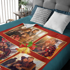 Custom Photo Merry Christmas Blanket For Family