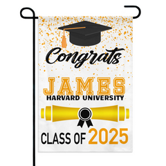 Custom Fall Graduation Gift Garden Flag, Class Of 2025 Golden Theme With Name