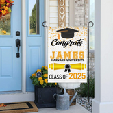 Custom Fall Graduation Gift Garden Flag, Class Of 2025 Golden Theme With Name