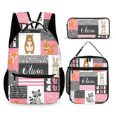 Personalized Custom Name Baby Backpack for Girl - Little Bear Rabbit Sika Deer Fox