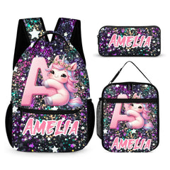 Initials Customized Cute Unicorn Backpack - School Season Gift for Girls Birthday Gift