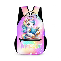 Unicorn Reading Book Custom Backpack - Gift for Back-to-School Season