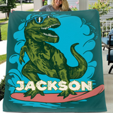 Surfing Dinosaur Cartoon Pattern Custom Blanket - Gift for Kid - SDG