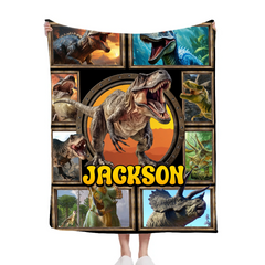 Jurassic Dinosaur Custom Blanket - Personalized Name - Gift for Dinosaur Enthusiasts - SDG