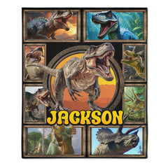 Jurassic Dinosaur Custom Blanket - Personalized Name - Gift for Dinosaur Enthusiasts - SDG