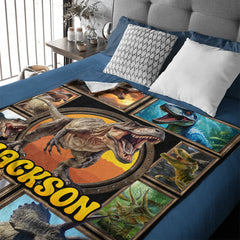 Jurassic Dinosaur Custom Blanket - Personalized Name - Gift for Dinosaur Enthusiasts - SDG