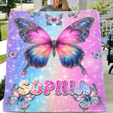 Cherished Butterfly Customized Blanket - Personalized Name - Gift For Girl - SDG