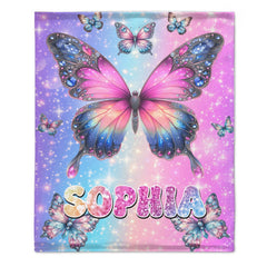 Cherished Butterfly Customized Blanket - Personalized Name - Gift For Girl - SDG