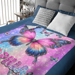 Cherished Butterfly Customized Blanket - Personalized Name - Gift For Girl - SDG