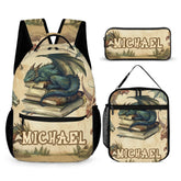 Personalized Name Custom Dragon Sleeping on Books Backpack - School Season Gift for the Dragon Loving Kid!