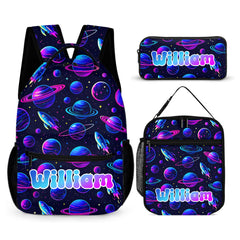 Customized Backpack for Cosmic Planets - Personalized Name - School Season Gift