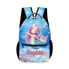 🧜 Ocean Mermaid Personalized Name Custom Backpack - School Season Gift for Girls