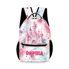 Pink Castle Name Customized Backpack - School Season Gift for Girls