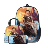 Customized Backpacks Little Knights and Dragons Photo Gifts, Boys Name Backpacks