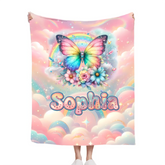 Customized Colorful Butterfly Blanket - Personalized Name - Gift For Butterfly Lovers - SDG