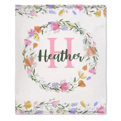 Livraison gratuite✈️Couverture personnalisée pour bébé pour filles avec nom, couverture florale rose