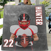 Personalized Football Blanket Custom Sport Gift-Teen Boy Football Gift For NFL Custom Football Blanket With
